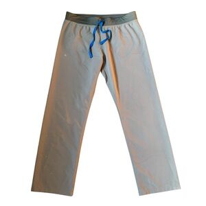 Figs Technical Collection Scrub Pants Khaki with Blue Drawstring Size L